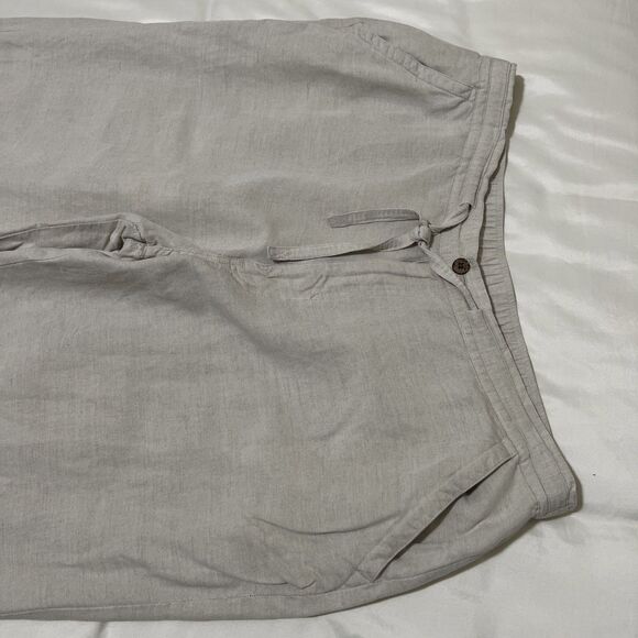 Cubavera Pants Linen Rayon Men's XL (40-42 X 32) Beige Off White Elastic Waist - Picture 4 of 11